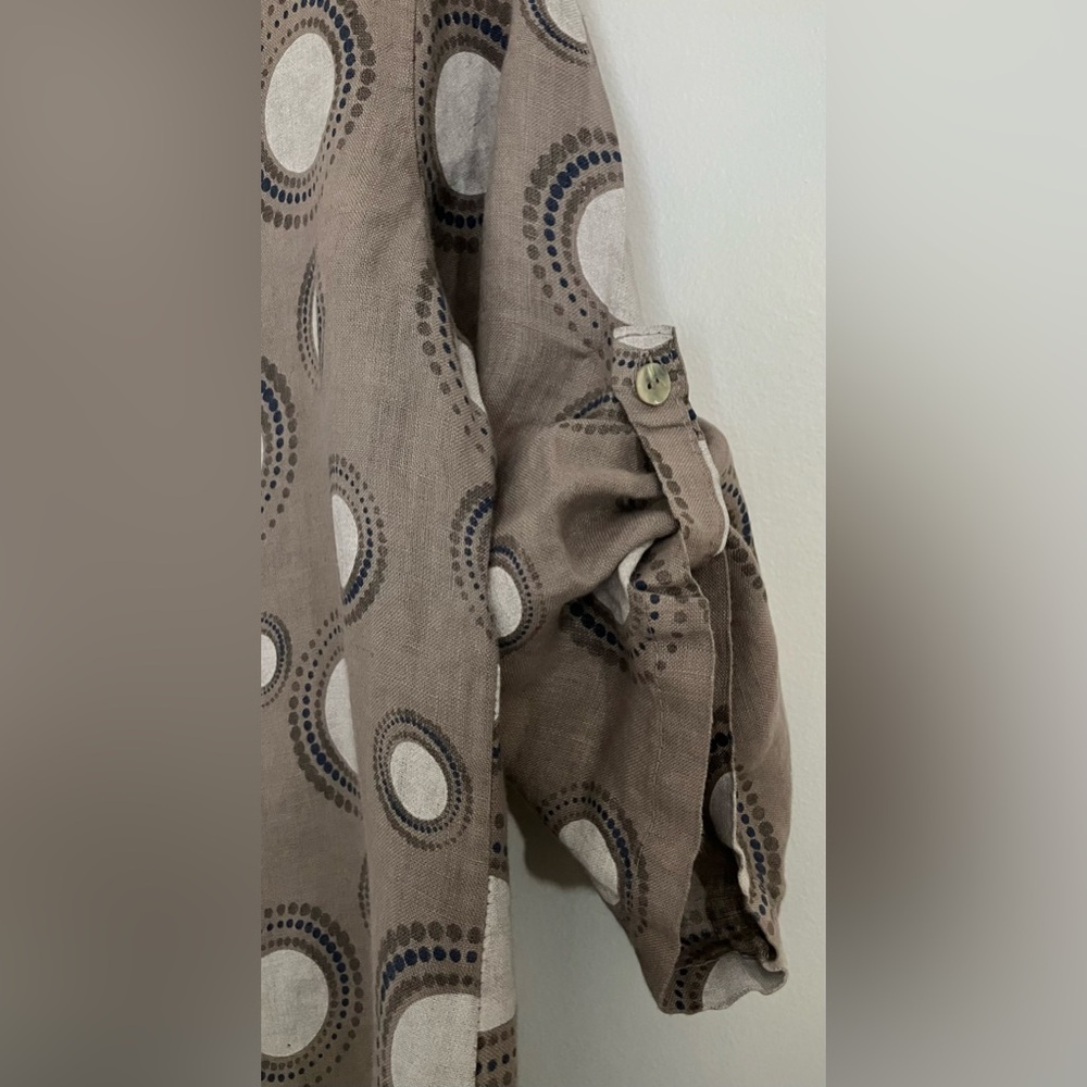 Cherishh Made Italy 100% Linen Button Top Artsy Lagenlook Lagom Medium Coastal - Picture 4 of 6